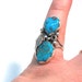 Large Double Turquoise Vintage Silver Southwestern Signed Nieto American Indian Ring Size 7
