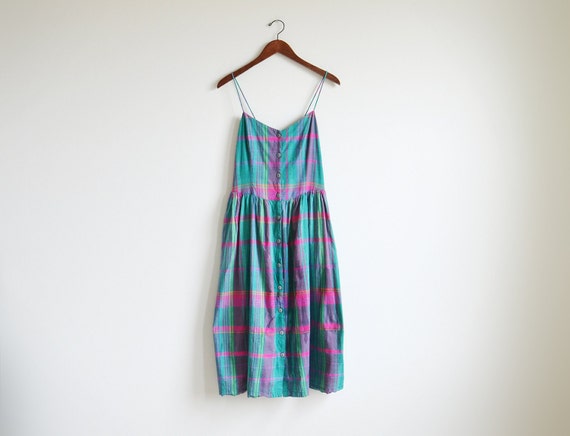 Vintage green and pink plaid day dress. by thetailorsstories