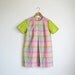 Vintage pastel pink and green plaid short sleeve mini dress. (SALE)