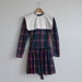 Vintage pink and green plaid dress with white collar.(SALE)