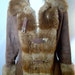 Vintage suede leather princess coat - Small - toggles - faux fur trim - mini
