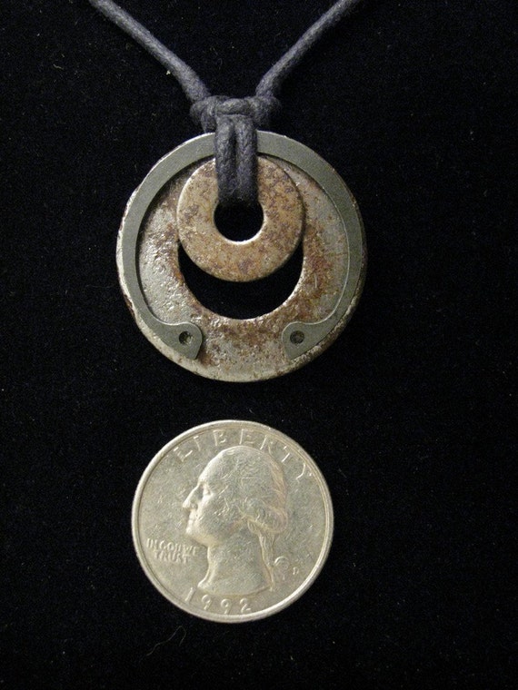 urban artifact necklace with matched rusty washers retaining
