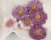 Prima Flowers: Primmer's Heather Lilac Purple fabric flowers with button center