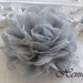 1 pc New Large Shabby Chic Frayed Wrinkled Cotton Voile and Tulle Rose Fabric Flower - Light Grey
