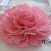 1 pc New Large Shabby Chic Frayed Wrinkled Cotton Voile and Tulle Rose Fabric Flower - Pink