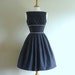 Size UK 10 (US 6-8)- Navy Blue Cotton Tiffany Prom Dress - Made by Dig For Victory