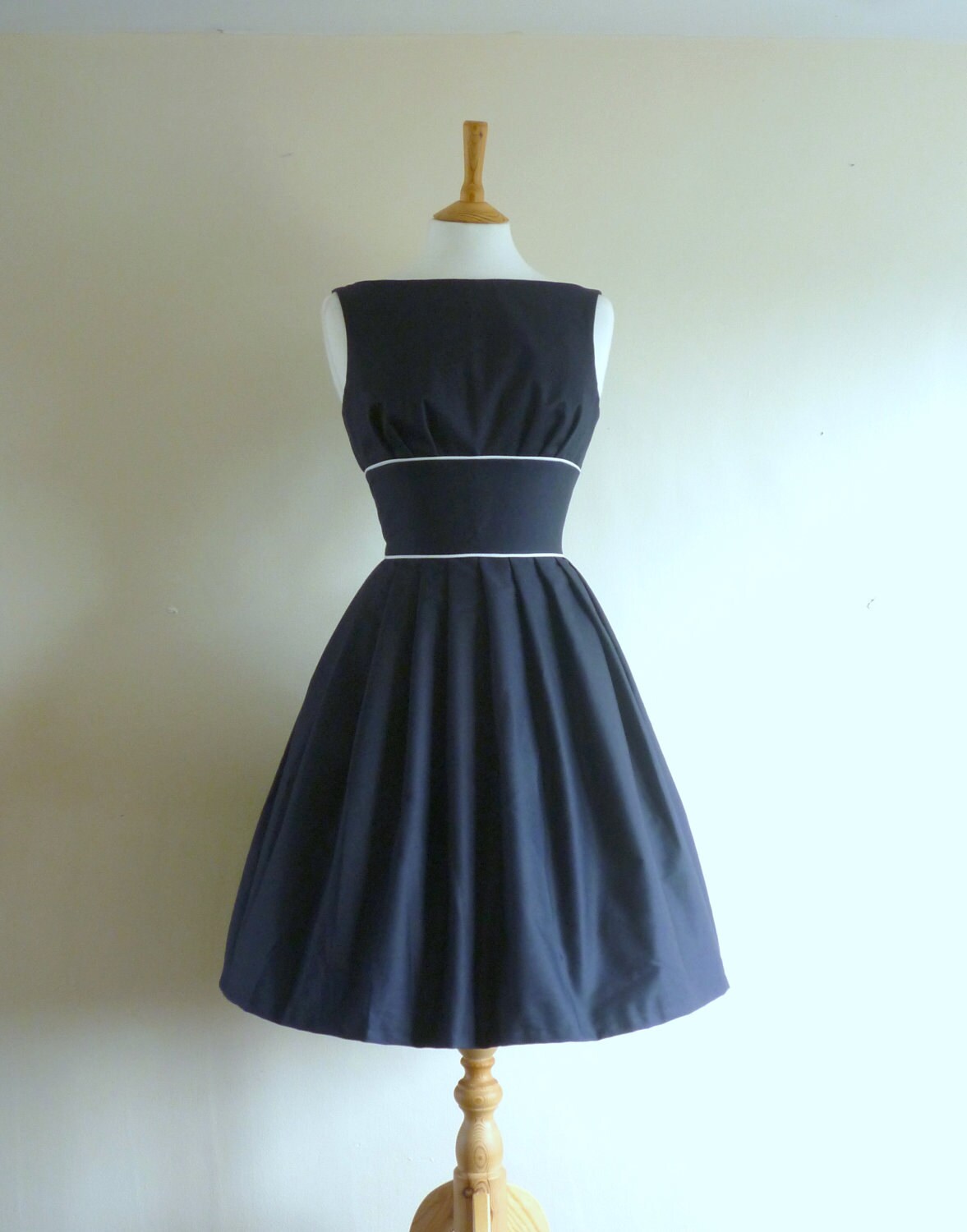 Size UK 10 US 6-8 Navy Blue Cotton Tiffany Prom Dress