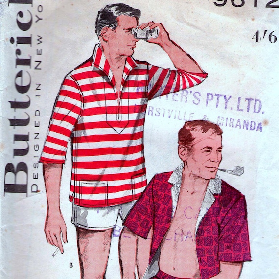 Vintage Mens Pattern 1950s Swimwear Cabana Set MEDIUM Chest   Il 570xN.245608793 