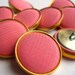 RESERVED for Tamara Vintage Coat Buttons Pink Fabric Covered Buttons Gold Edged Metal 7/8 inch UNUSED Set of 26