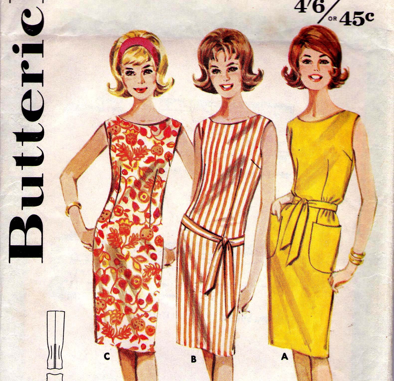 60s Vintage Sewing Pattern Butterick 2680 Mad Men Dress Size