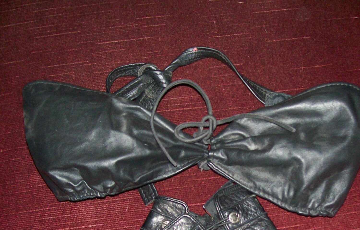 Black Leather strapless Bikini Top