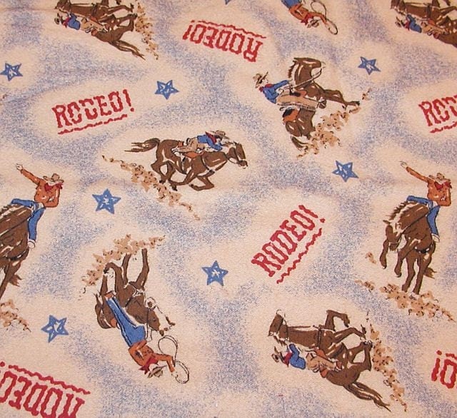 Vintage Flannel Western Cowboy Rodeo Fabric