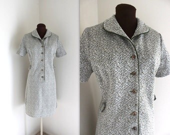 Scooter Dress / 1960s Dress / Olive Shift Dress (l)