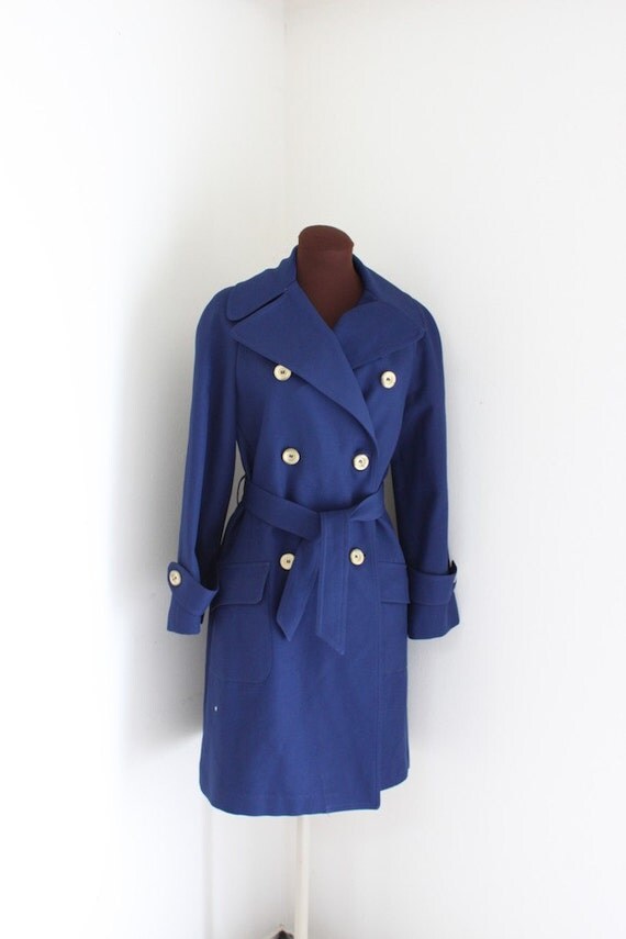 Vintage 1960's 1970's Royal Blue Trench Coat Bill