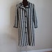 Vintage 1960's Steel Blue and Cream Overblown Houndstooth Swing Coat (xl)