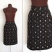 1950s Pencil Skirt / Leaf Print / Embroidered Skirt