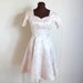 Vintage 1950's Pale Pink Ivory Fanfare Wedding Dress, Engagement Dress, Brocade Party Dress (xs-s)