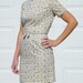 Vintage 60s Dress, Cream & Silver Blue Embroidered Floral Cutwork Mini Day Dress, Laiglon