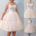 1950s Wedding Dress / Vintage 50s White Organza Formal Prom Party Dress & Floral Lace Bolero Set, Full Skirt, Bombshell Chic, XXS