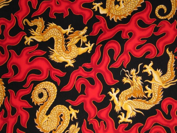 Red and Gold Dragon Bandana / Scarf by crimisrock on Etsy