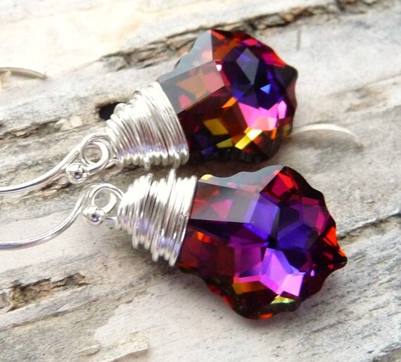 Swarovski crystal volcano earrings Clearance