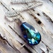 Handmade Bermuda Blue Swarovski Crystal Pendant Silver Chain Necklace