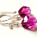Fuchsia Crystal Earrings - Fuchsia Berry Red Swarovski Cosmic Cut Crystal Sterling Silver Dangles, JBMDesigns, Fashion