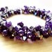 Swarovski Purple Cluster Bracelet, Crystal & Pearl OOAK, Sterling Silver - Purple Velvet, Rich Purple, Aurora Borealis, Fashion