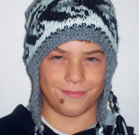 Items similar to Handmade Knit Hat for Boys Hat with Earflap Hat in