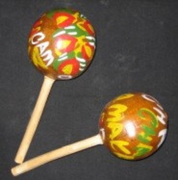 Items similar to Vintage Handpainted Jamaican Maracas (set of two) on Etsy