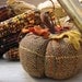 Reserved Listing for Molly Etsy ID mjarbog Fall Harvest Ring Bearer Pillow Tweed Brown Pumpkin with Autumn Rustic Leaves Reception Accent
