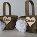 Small Rustic Wood Woven Flower Girl Basket Set of 2 with Wood or Chalkboard Tag and Your Choice of Flowers PERSONALIZED AND CUSTOMIZED