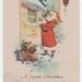 Santa Claus Hanging Holly Christmas 1910c postcard