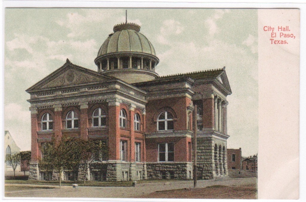 City Hall El Paso Texas 1910c postcard by ThePostcardDepot on Etsy