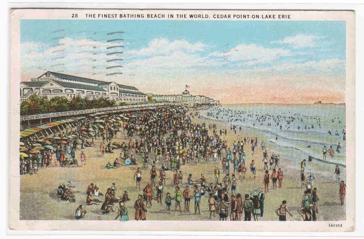 Bathing Beach Cedar Point Ohio 1935 postcard