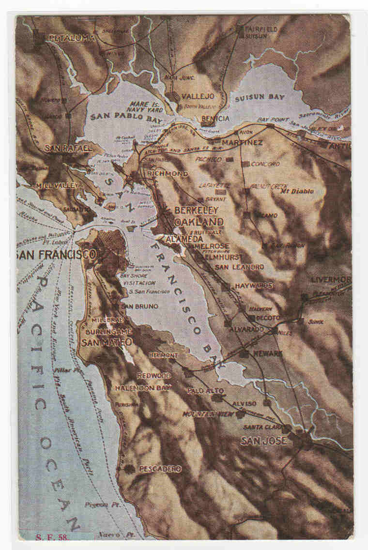 Topographic Map San Francisco Bay Area CA By ThePostcardDepot   Il Fullxfull.260327857 