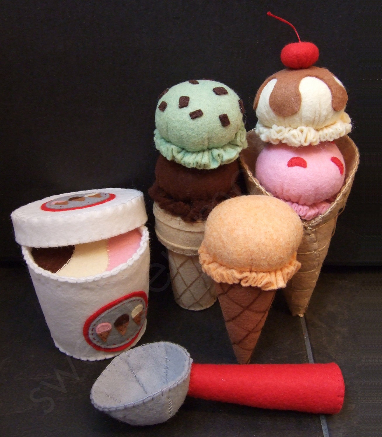 Download Felt Play Food Pattern Ice Cream Set PDF DIY Felt Food