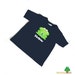 Personalized green froggy on navy blue cotton tees T-shirts for toddler boys (Reserved)