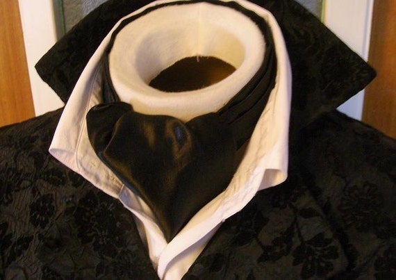 BLACK Hemp SILK Day Cravat Ascot Tie Victorian by elegantascot