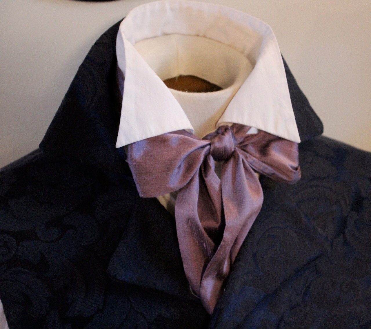 REGENCY Brummel Victorian Ascot Tie Cravat Plum Purple
