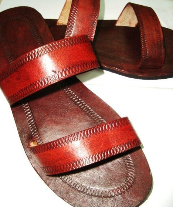 Double Strap Leather Sandals READY MADELadies by IncredibleIndia