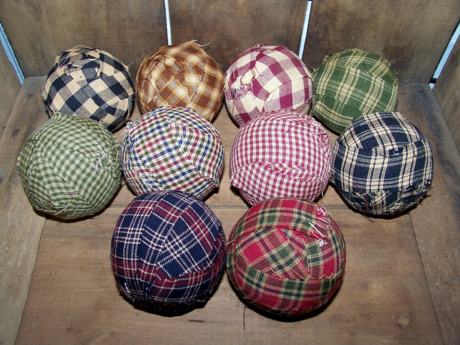 10 Ragballs Rag Balls Primitive Decor Country Rustic Accent
