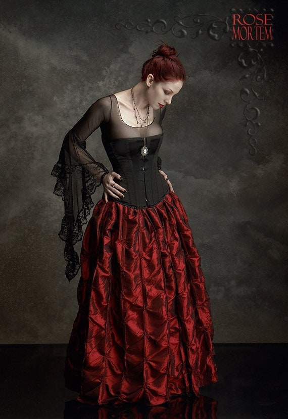 Isabella Romantic Gothic Skirt in Iridescent Taffeta by rosemortem