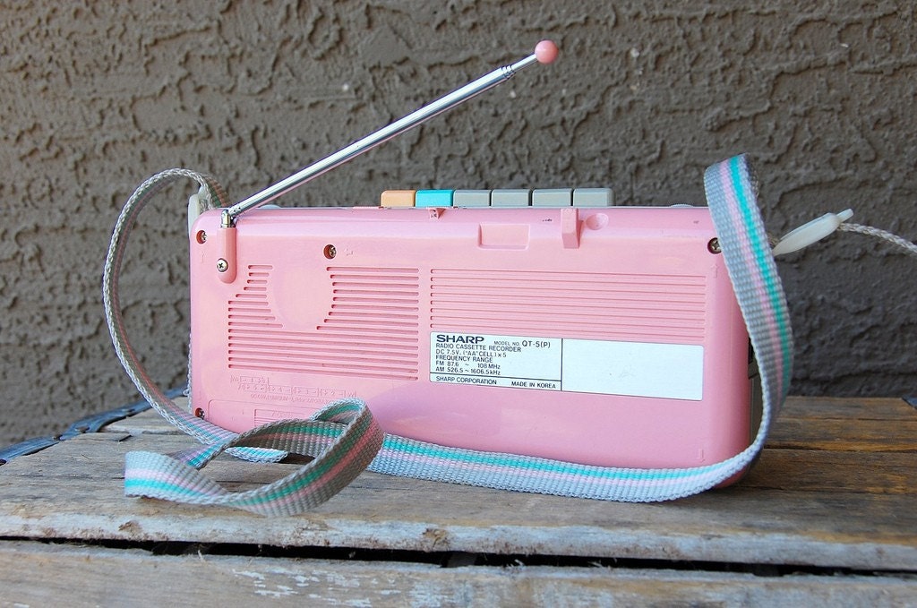 80s Bubblegum Pink Cassette Player/Recorder/Radio by Sharp