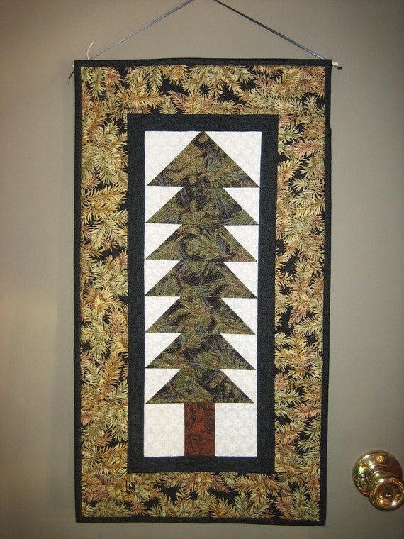 Pine Tree Wall Hanging Fabric Art Quilt by TahoeQuilts on Etsy