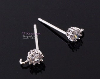 NP-1404 Nickel free Rhodium-plated, 3mm Cubic Zirconia earring, 925 sterling silver post, 4pcs