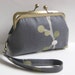Small Clutch/Wristlet in Gray with Green, Gold and White Branch