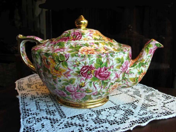 Miniature Tea set in Ivy Rose pattern - British Food, British