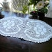 Table Runner - White Vintage Filet Crochet Centerpiece or Short Table Scarf 7473