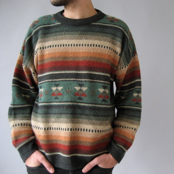 Southwest Aztec Pattern Sweater L